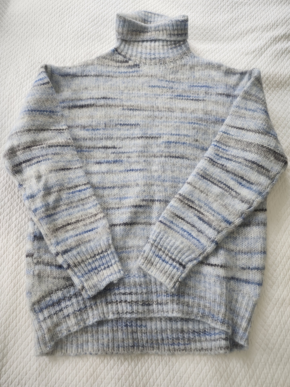 Mexx Soft Cozy Women's Light Gray & Blue Marled Turtleneck Sweater M